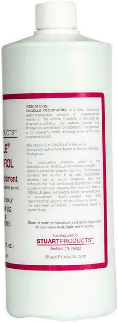 Emcelle Tocopherol Liquid Vitamin E Supplement for Horses, 1000 mL