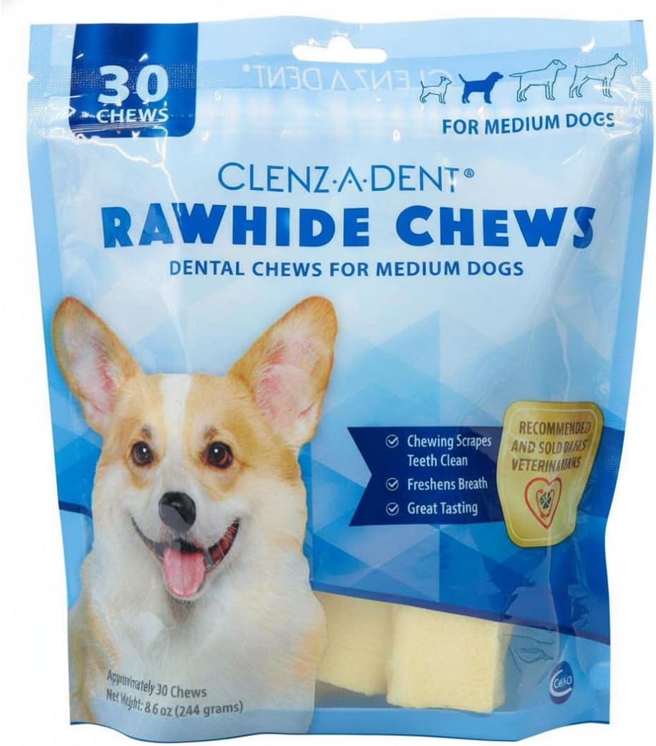 Clenz-A-Dent Rawhide Dental Chews for Dogs