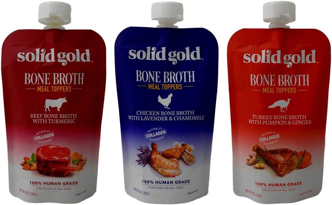 Solid Gold Bone Broth Dog Food Topper Sampler, 3 x 8 oz