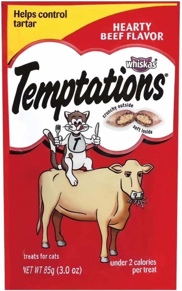 Whiskas Temptations Classic Hearty Beef Cat Treats, 4 Pack