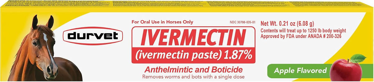Durvet Ivermectin Paste 1.87% Horse Dewormer, Apple Flavor
