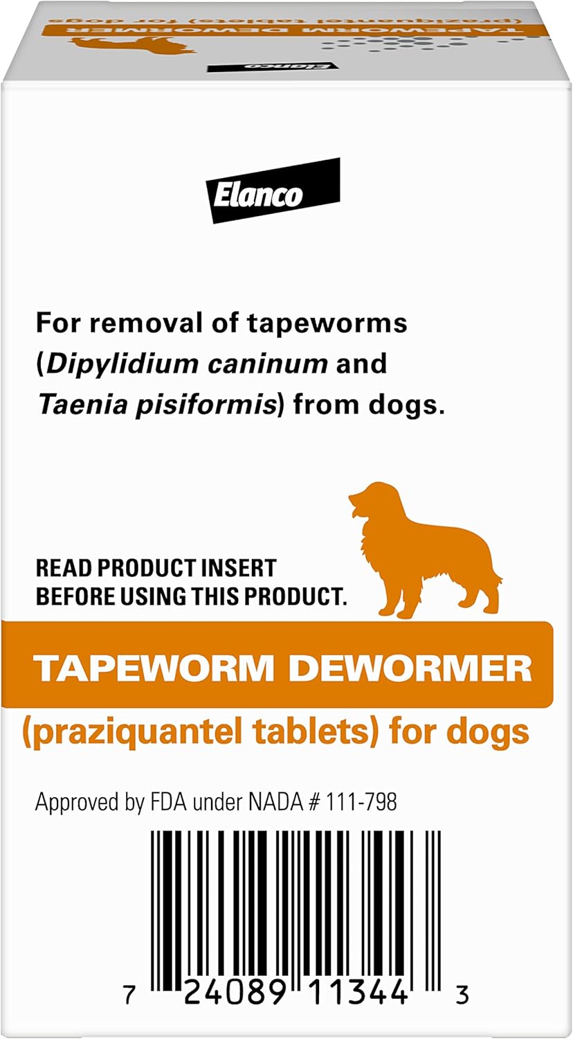 Elanco Tapeworm Dewormer Praziquantel Tablets for Dogs, 5 Count