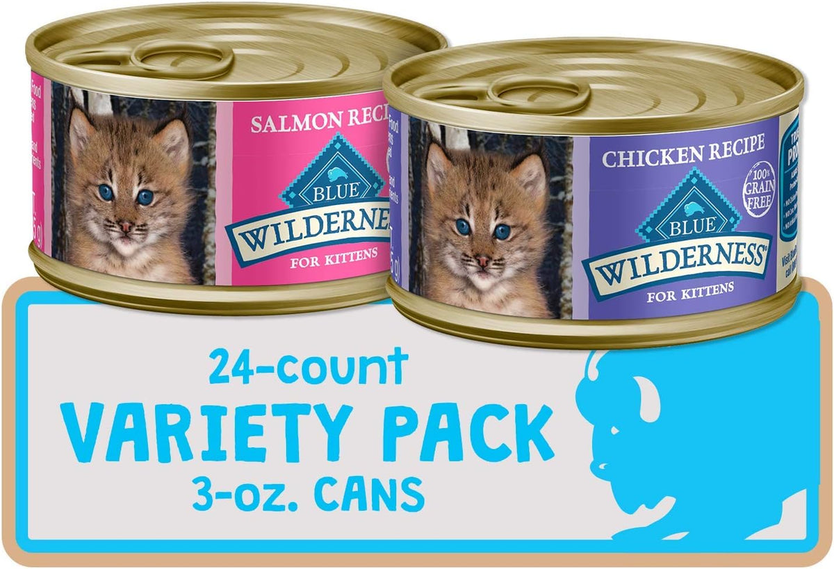 Blue Buffalo Wilderness Pate Wet Cat Food Variety, 24 x 3 oz