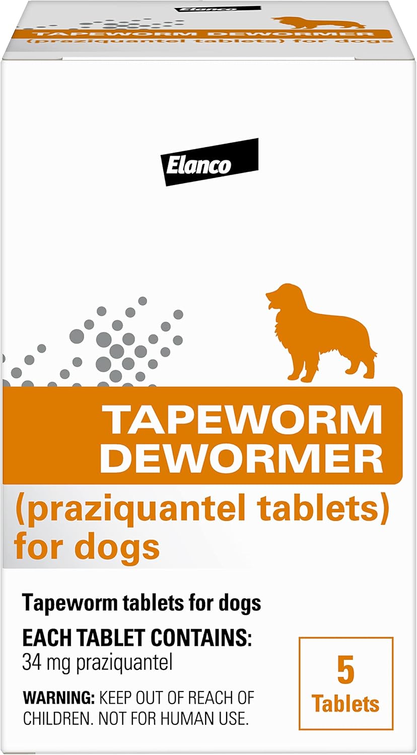 Elanco Tapeworm Dewormer Praziquantel Tablets for Dogs, 5 Count