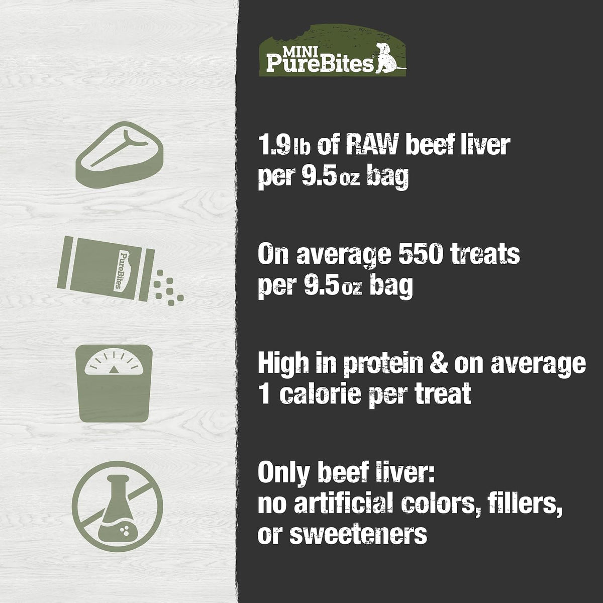 PureBites Mini Trainers Beef Liver Freeze-Dried Dog Treats, 9.5 oz