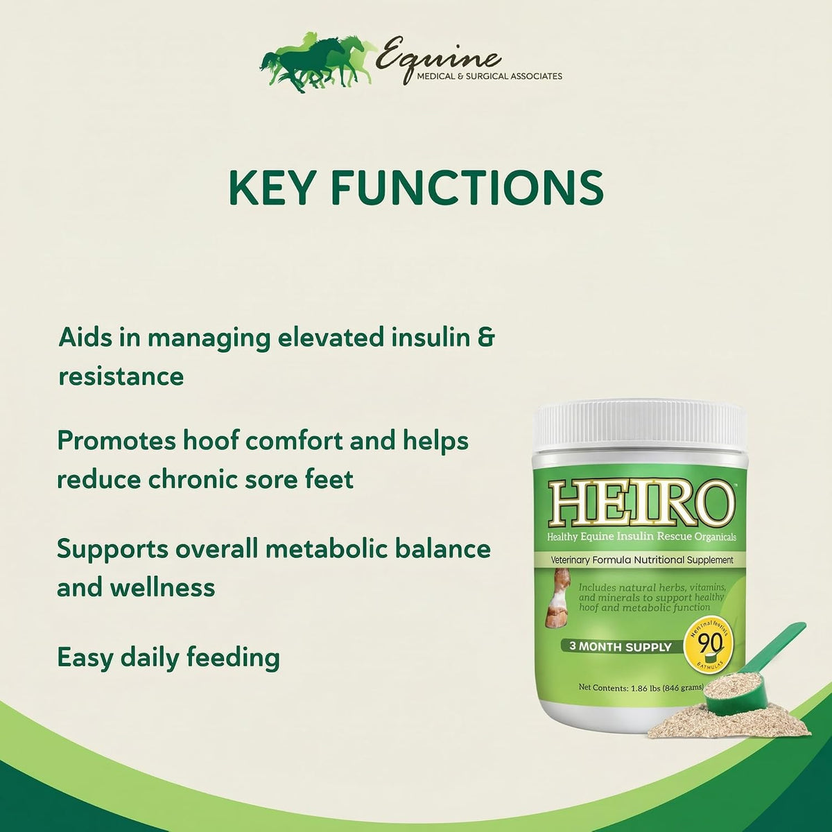 Heiro Healthy Equine Daily Metabolic Support Supplement, 90 Servings