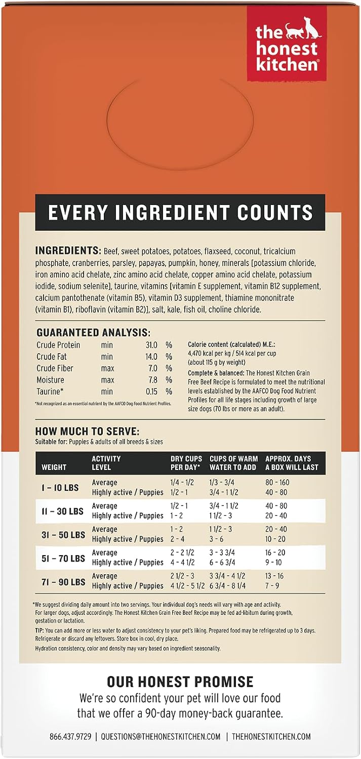 The Honest Kitchen Wholemade Grain Free Beef Recipe Dehydrated Dog Food, 10 lb