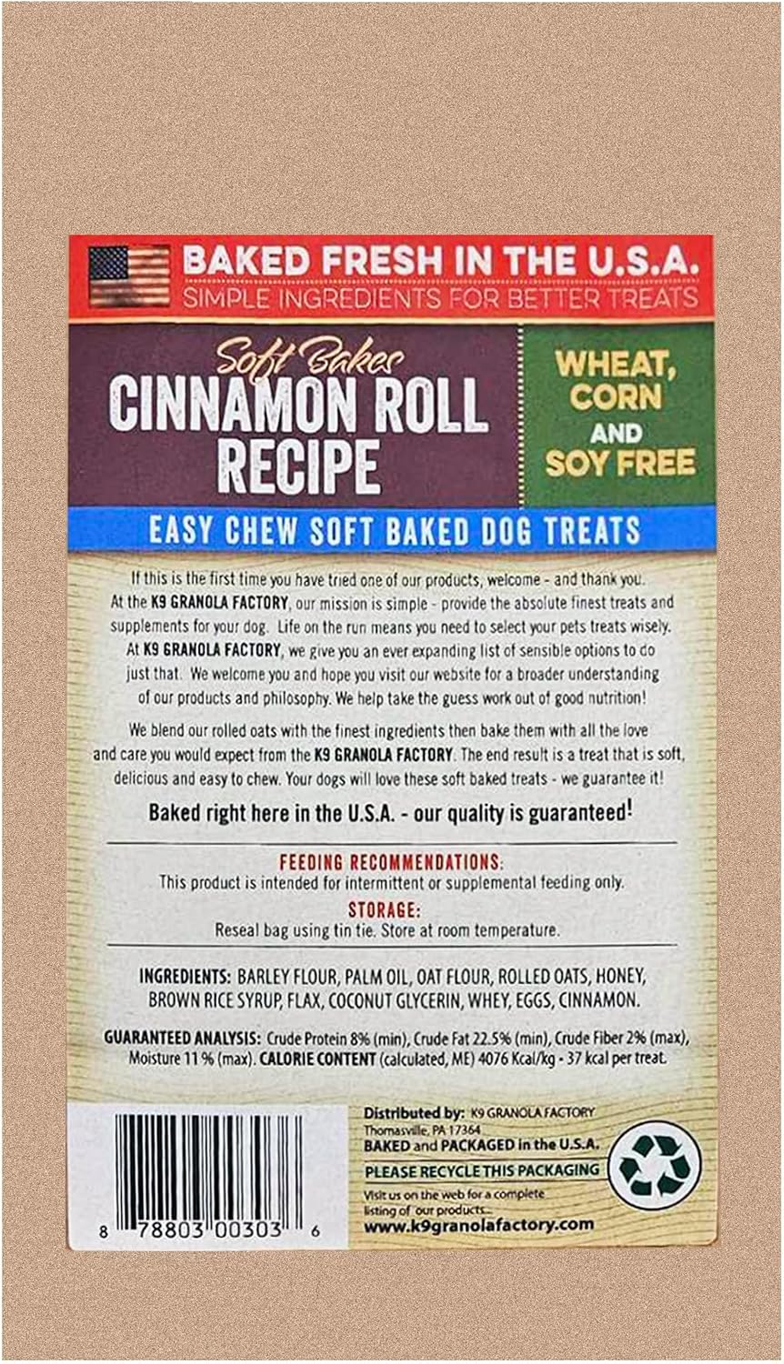 K9 Granola Factory Soft Bakes Cinnamon Roll Dog Treats