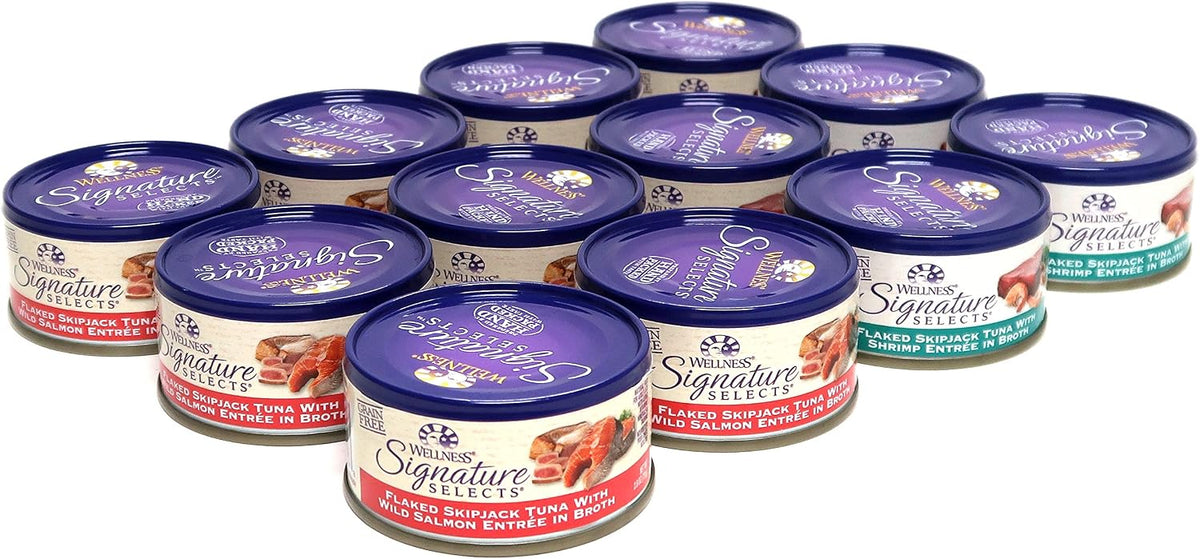 Wellness Signature Selects Flaked Wet Cat Food Variety, 12 x 2.8 oz