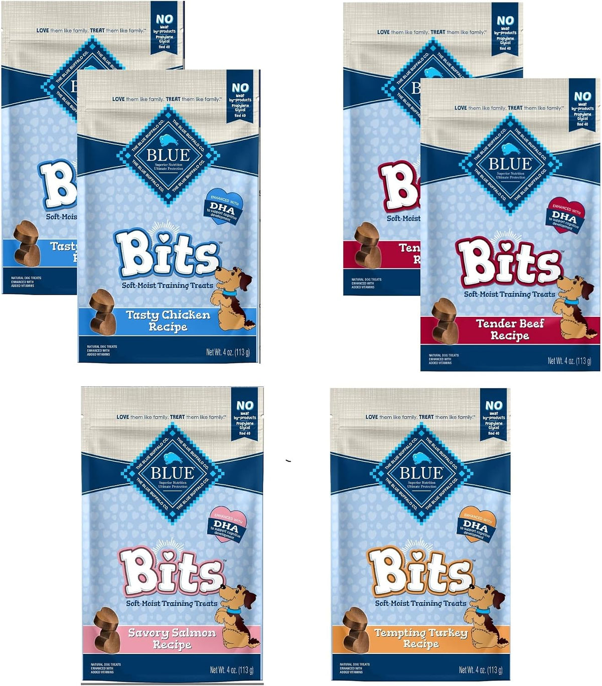 Blue Buffalo Blue Bits Soft Dog Training Treats Variety, 6 Pack