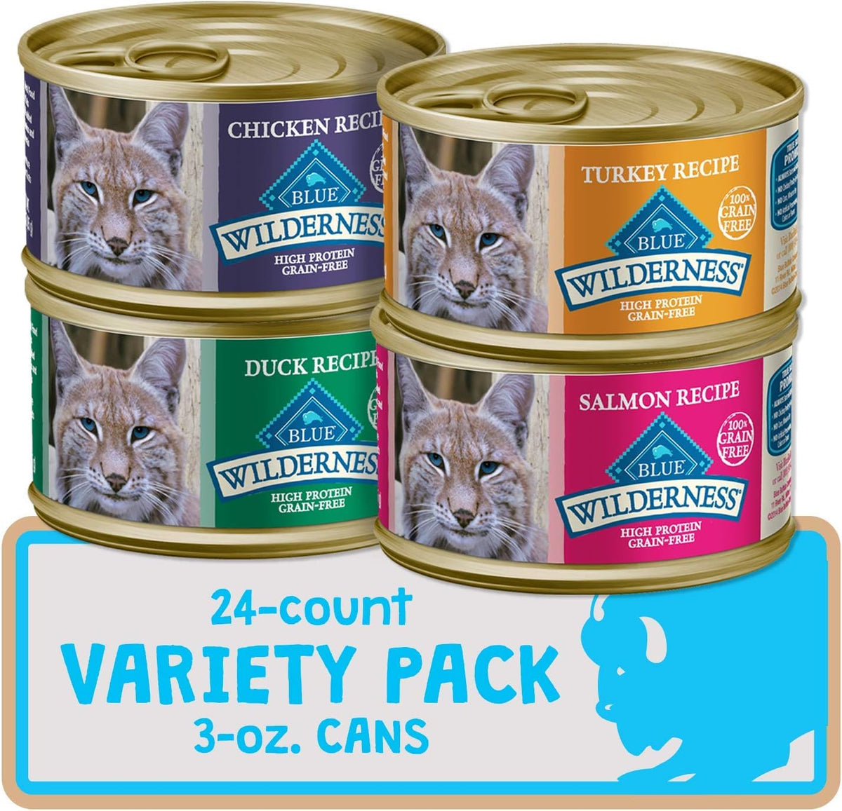 Blue Buffalo Wilderness Pate Wet Cat Food Variety, 24 x 3 oz