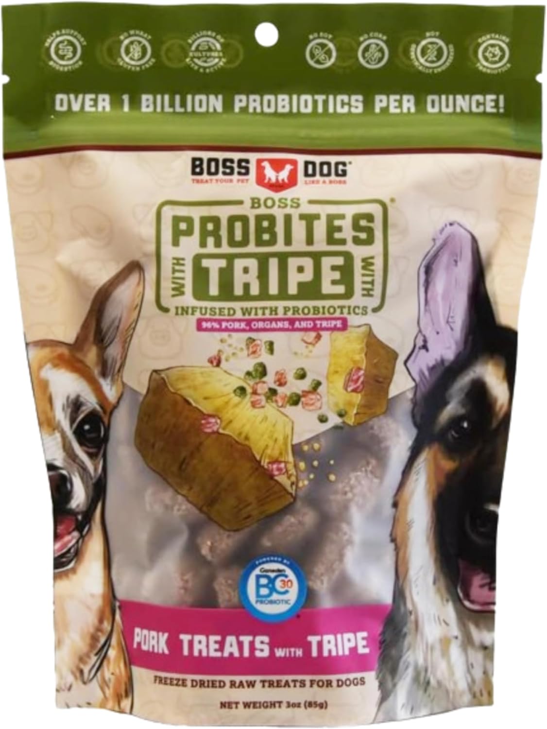 Boss Dog ProBites Pork Tripe Treats for Dogs & Cats, 3 oz