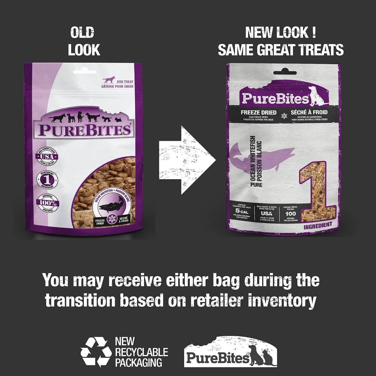 PureBites Ocean Whitefish Freeze-Dried Dog Treats, 7 oz