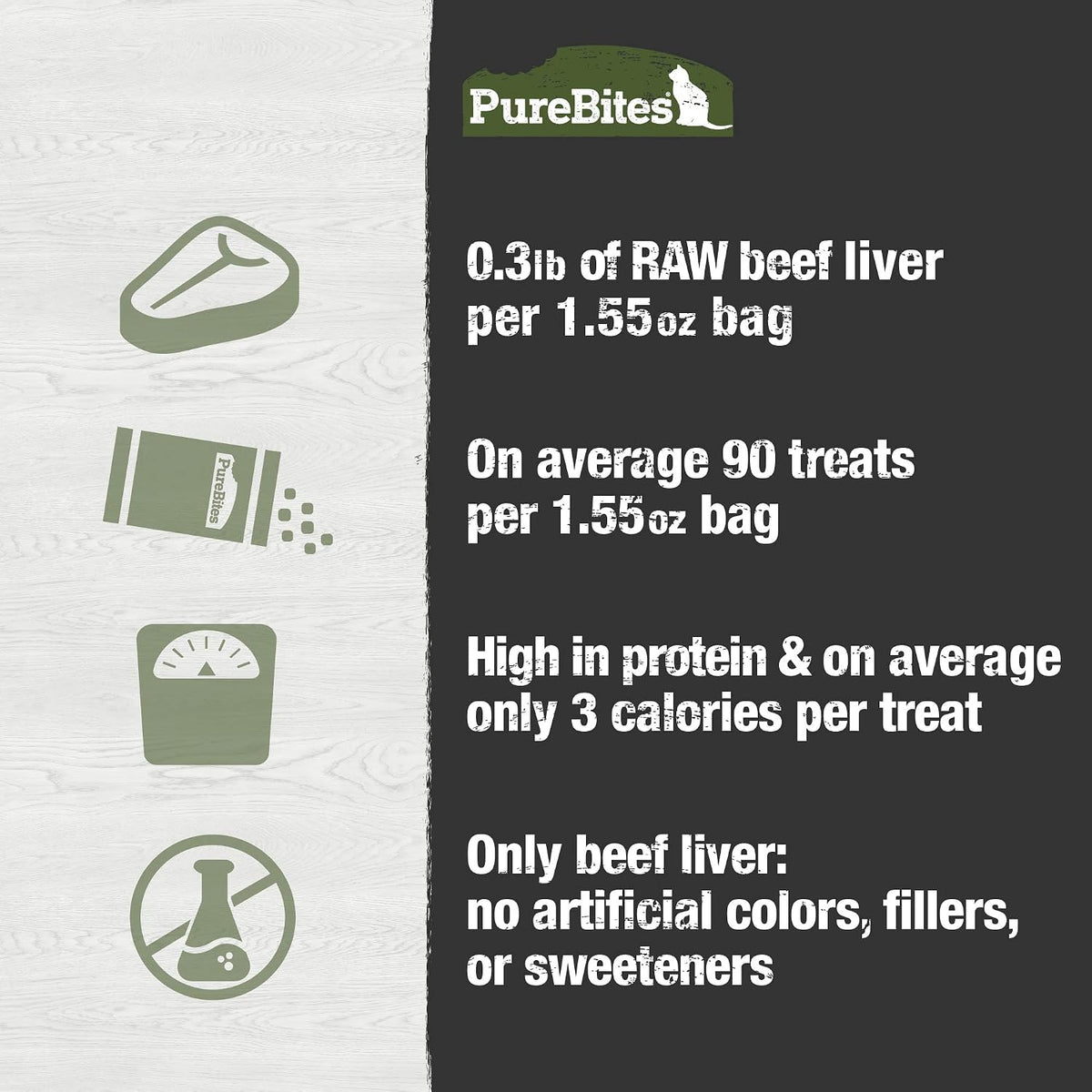 PureBites Beef Liver Freeze-Dried Cat Treats, 1.55 oz