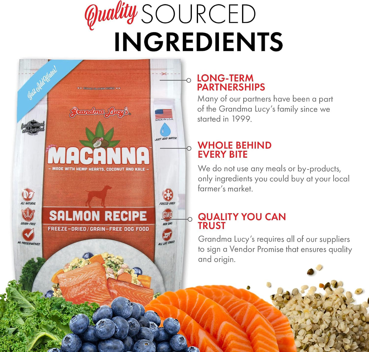 Grandma Lucy's Macanna Salmon Freeze-Dried Dog Food, 8 lb
