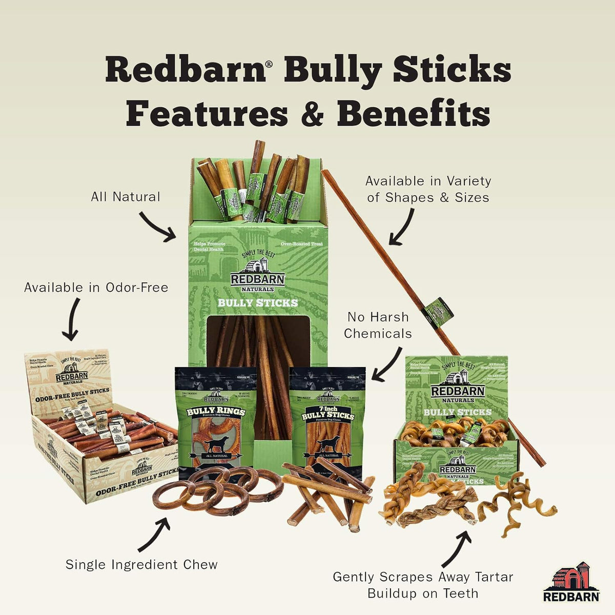 Redbarn Braided Bully Sticks for Dogs, Multi-Pack