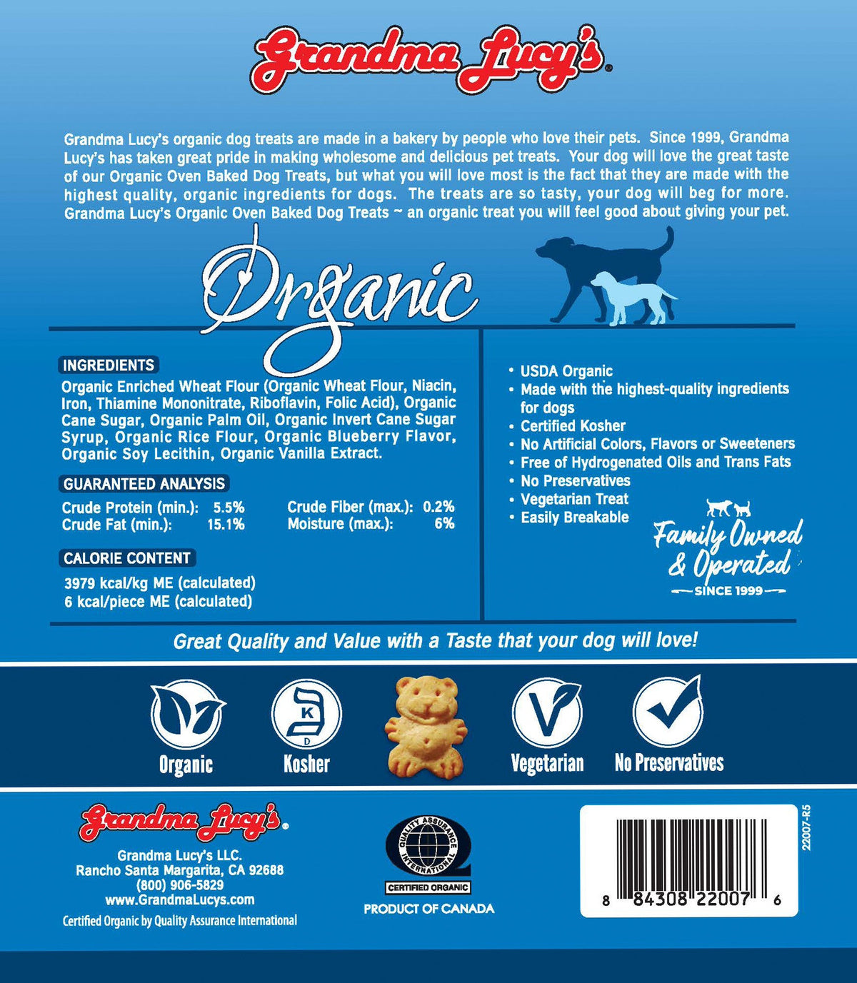Grandma Lucy's Organic Blueberry Oven-Baked Dog Treats