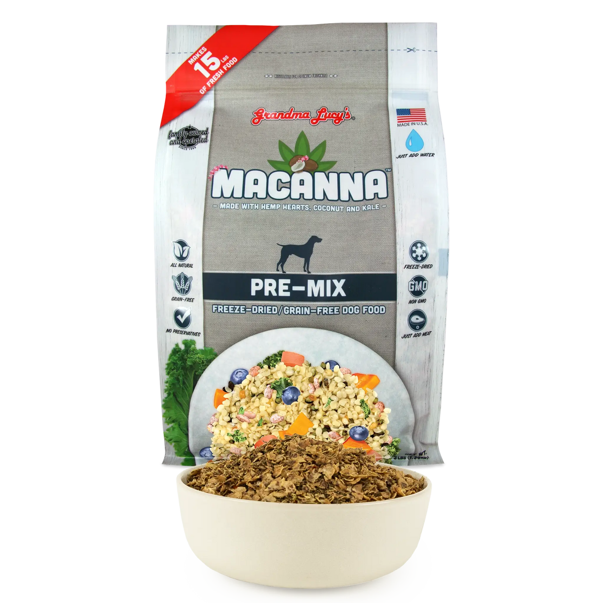 Grandma Lucy's Macanna Pre-Mix Grain-Free Freeze-Dried Dog Food Base