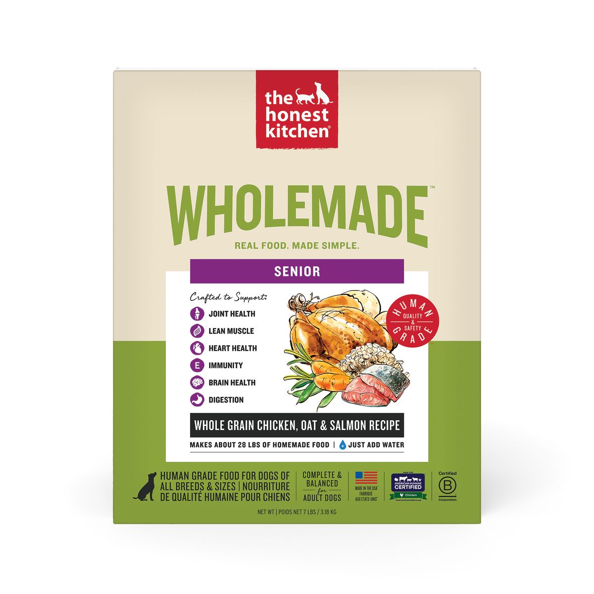 The Honest Kitchen Wholemade Whole Grain Chicken, Oat & Salmon Dehydrated Dog Food for Seniors