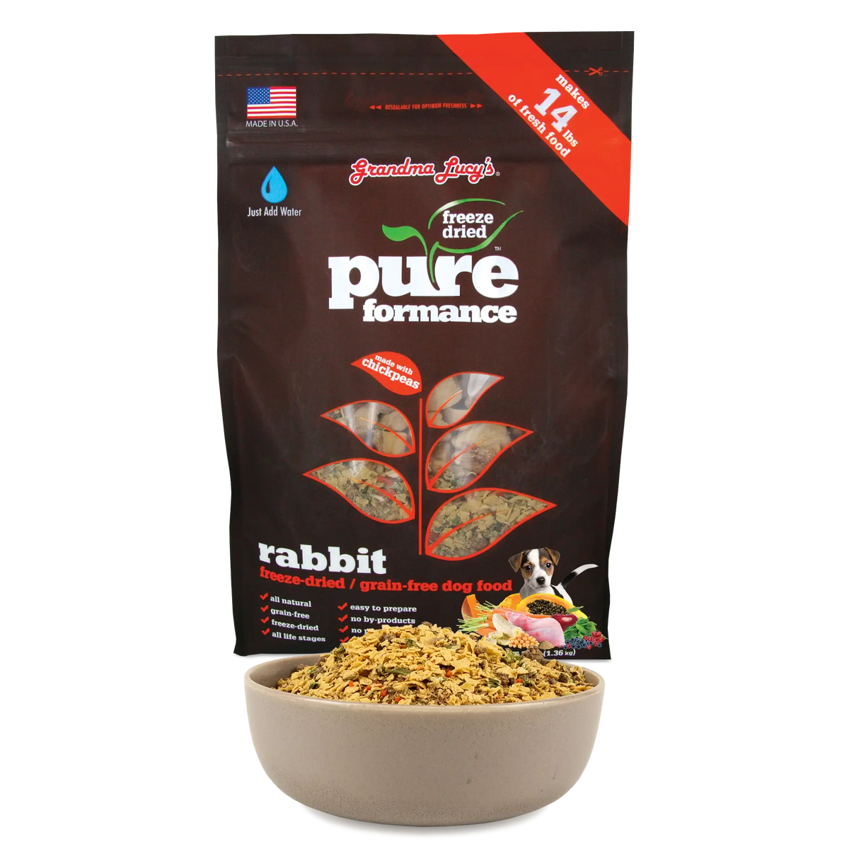 Grandma Lucy's Pureformance Rabbit Grain-Free Freeze-Dried Dog Food
