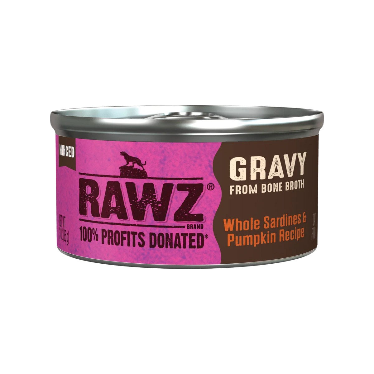 RAWZ Gravy Whole Sardines & Pumpkin Cat Food – 3 oz package, front