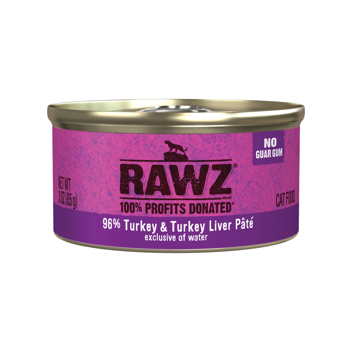 RAWZ 96% Turkey & Turkey Liver Pate Cat Food – 3 oz package, front