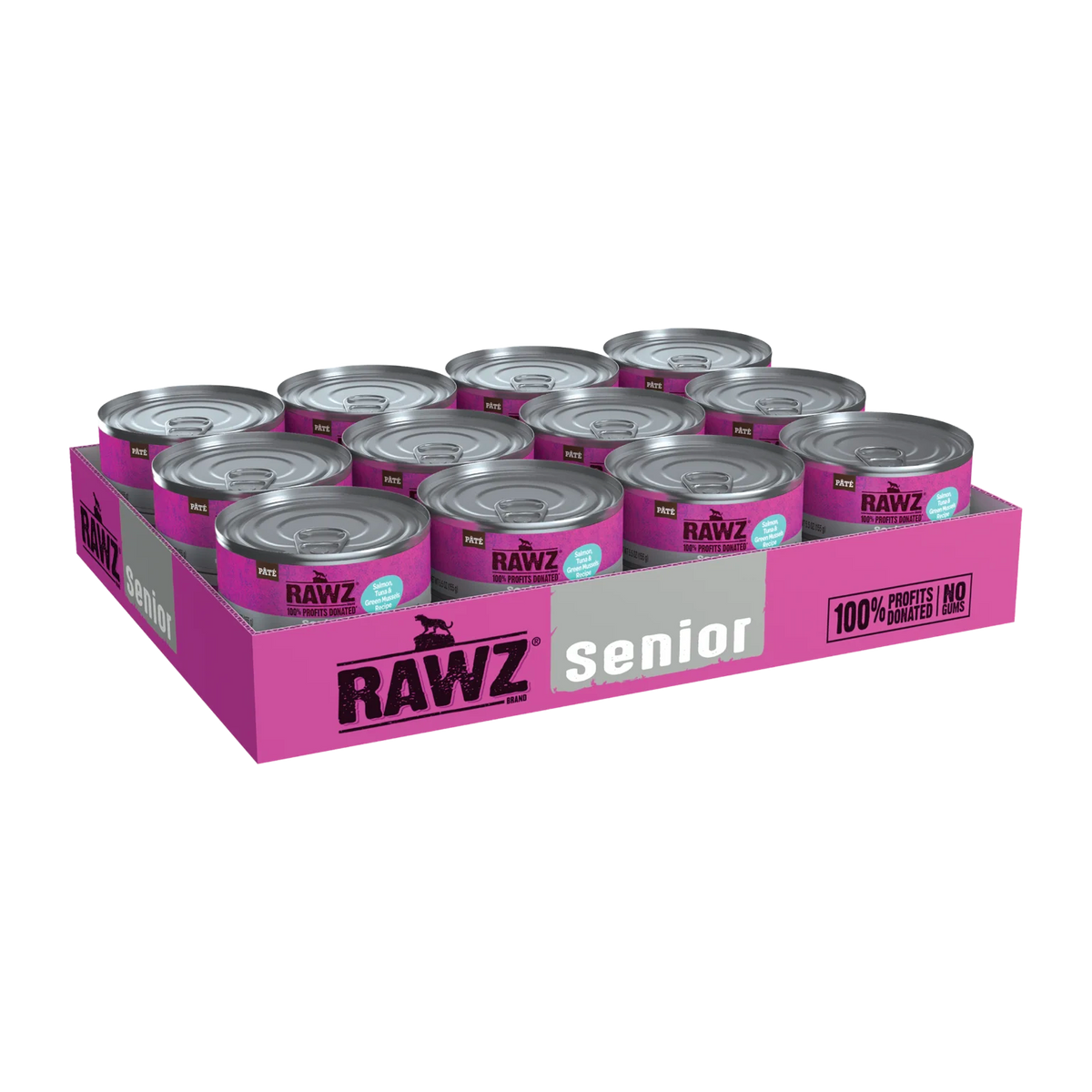 RAWZ Senior Salmon, Tuna & New Zealand Green Mussels Cat Food – 5.5 oz case tray