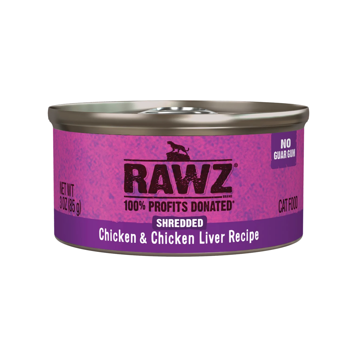 RAWZ Shredded Chicken & Chicken Liver Cat Food Recipe – 3 oz package, front