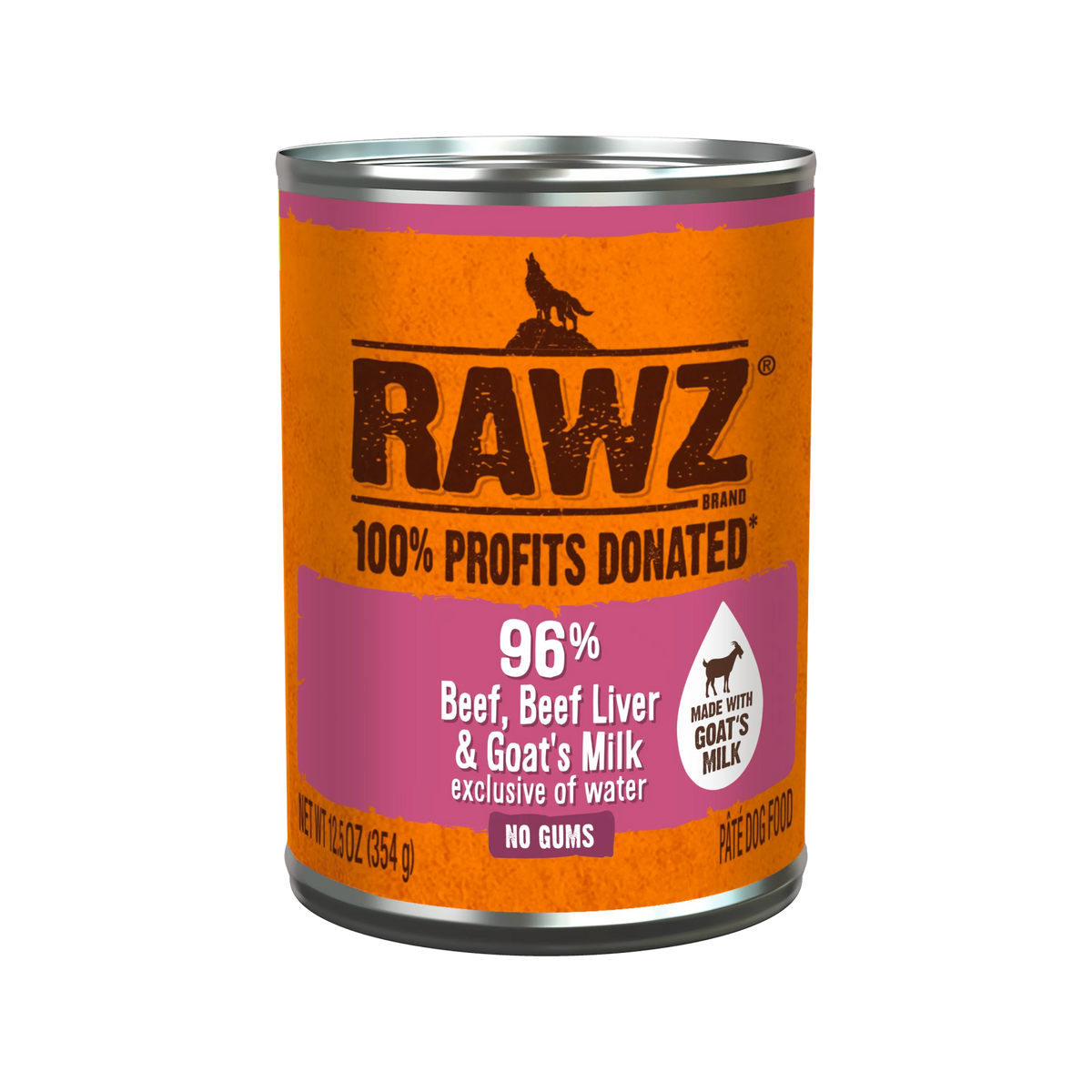Rawz 96% Beef, Beef Liver & Goat's Milk Pâté Canned Dog Food