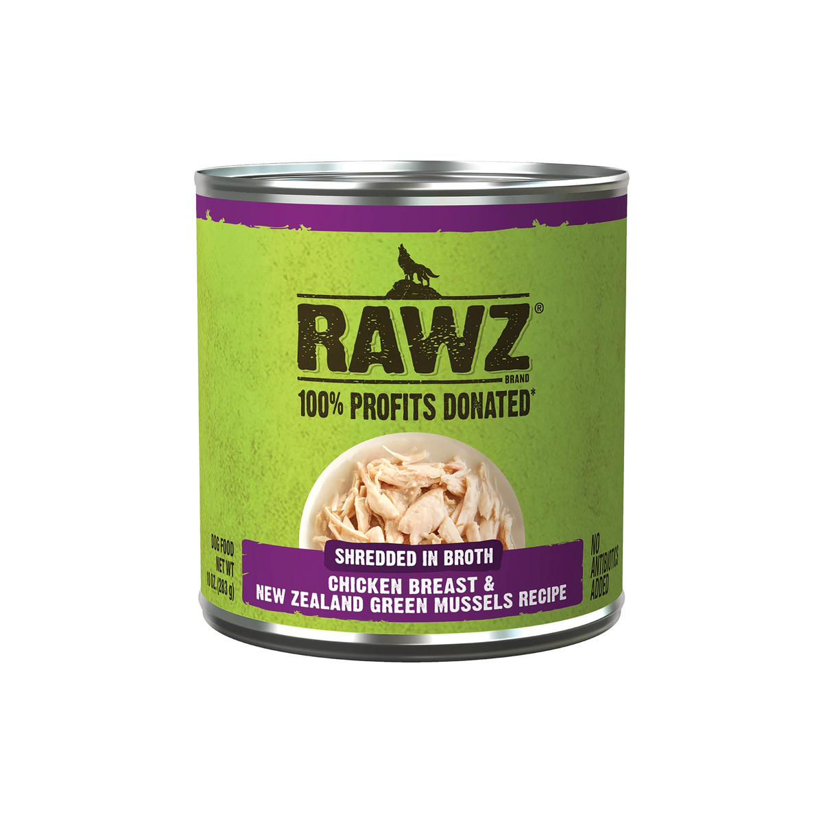 Rawz Shredded Chicken Breast & New Zealand Green Mussels Canned Dog Food