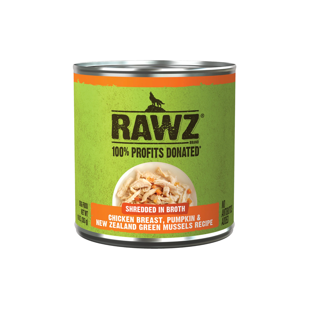 Rawz Shredded Chicken Breast, Pumpkin & New Zealand Green Mussels Canned Dog Food