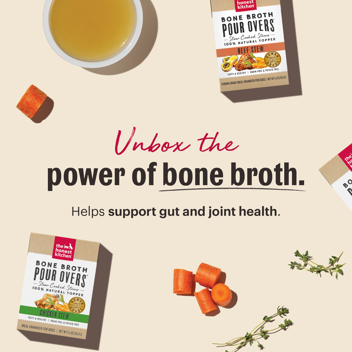 The Honest Kitchen Bone Broth Pour Overs - Turkey & Salmon Dog Food Topper
