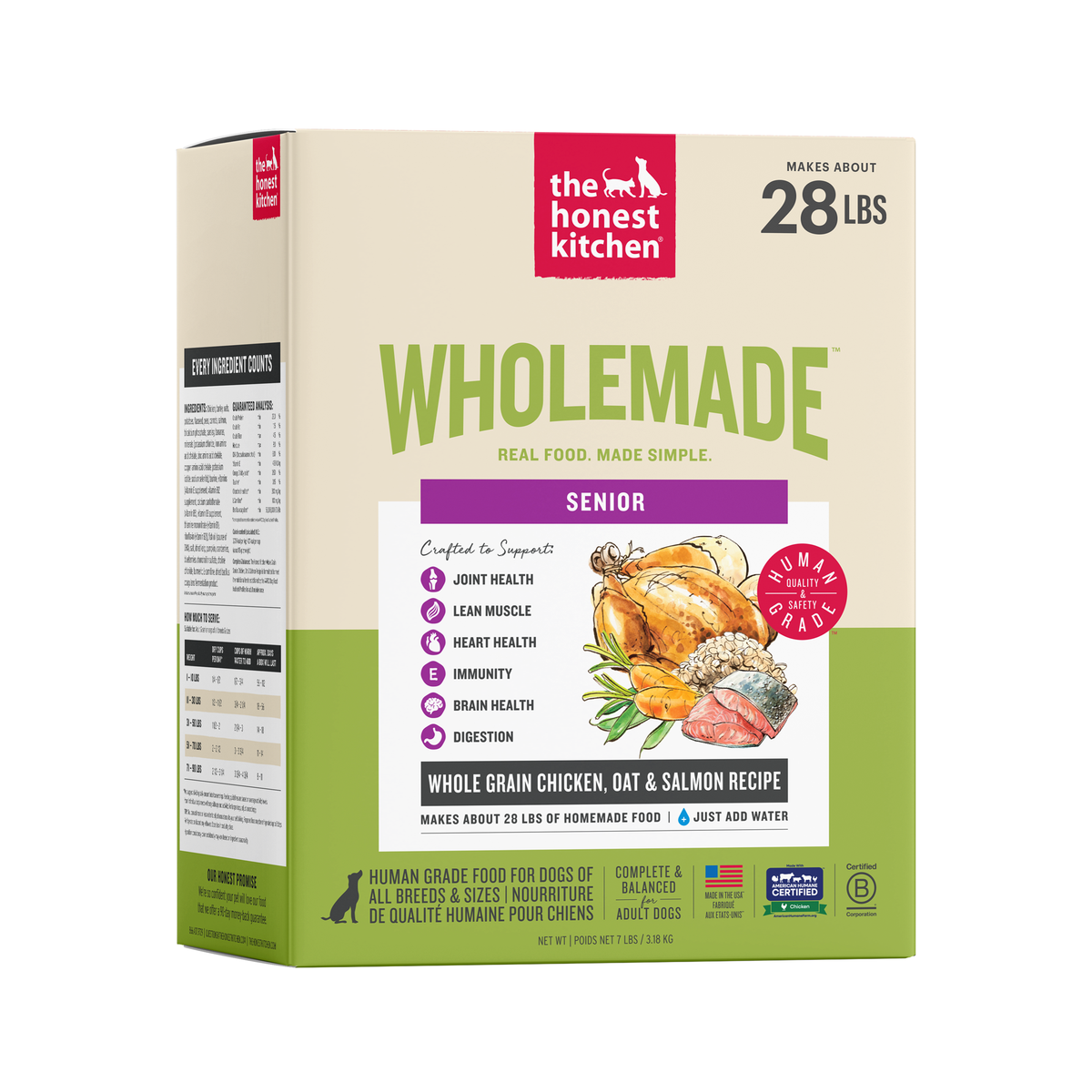 The Honest Kitchen Wholemade Whole Grain Chicken, Oat & Salmon Dehydrated Dog Food for Seniors