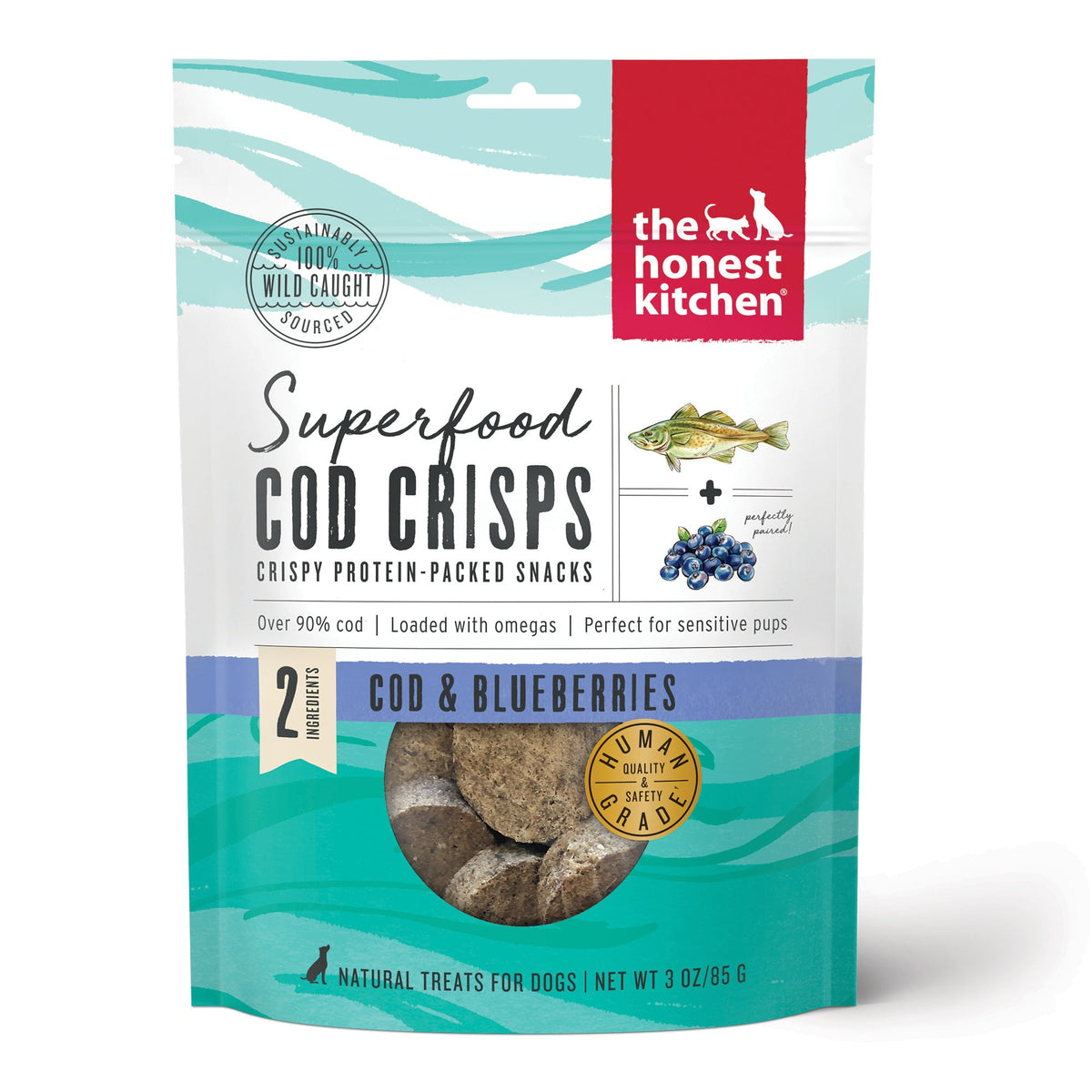 The Honest Kitchen Superfood Cod Crisps - Blueberry Dog Treats