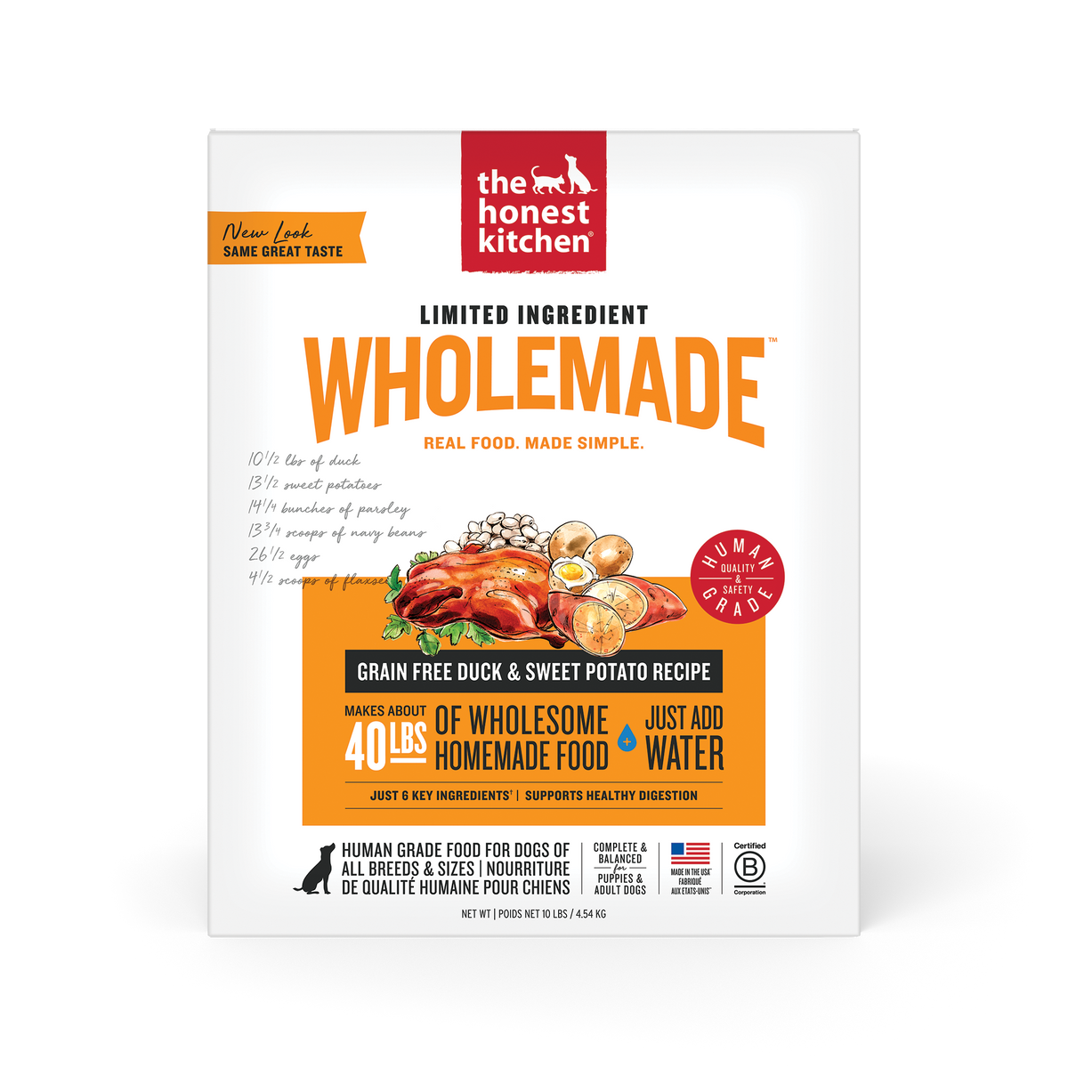 The Honest Kitchen Wholemade Limited Ingredient Duck & Sweet Potato Dehydrated Dog Food