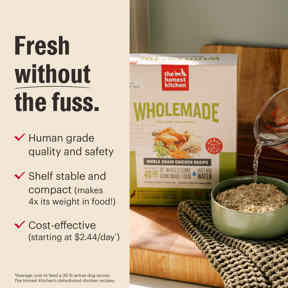 The Honest Kitchen Wholemade Whole Grain Chicken, Oat & Salmon Dehydrated Dog Food for Seniors