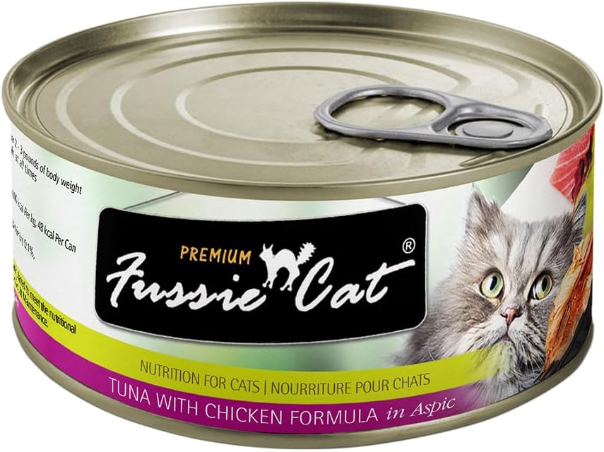 Fussie Cat Premium Tuna with Chicken in Aspic Grain-Free Wet Cat Food - 2.82oz Cans - Case of 24 Cans (Tuna with Chicken in Aspic)