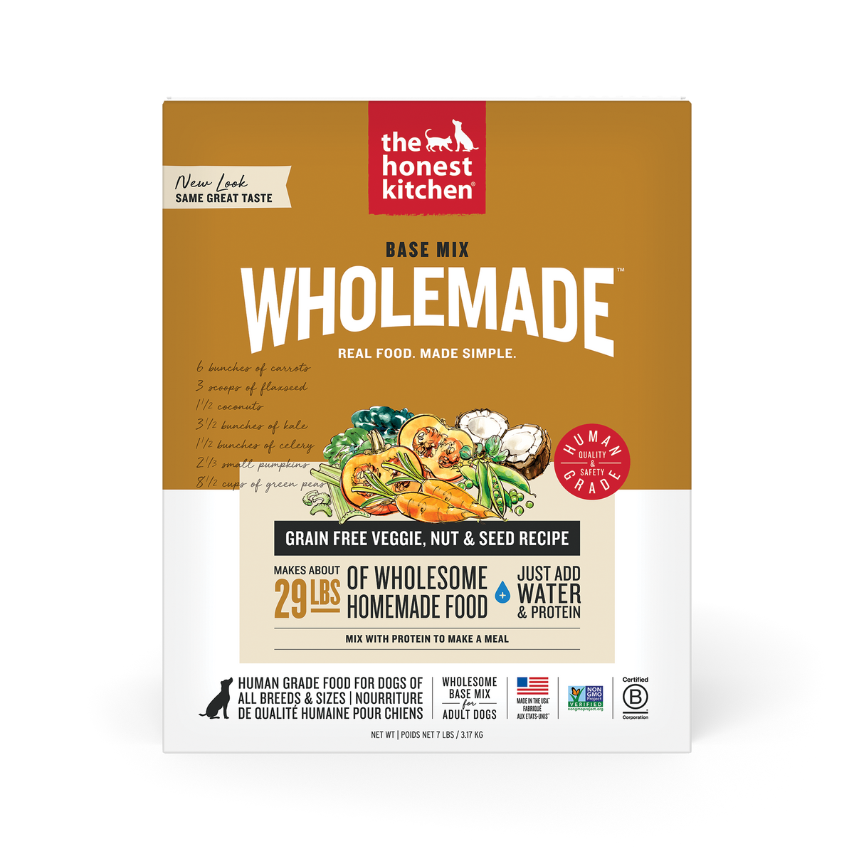 The Honest Kitchen Wholemade Grain Free Veggie, Nut & Seed Base Mix Dehydrated Dog Food