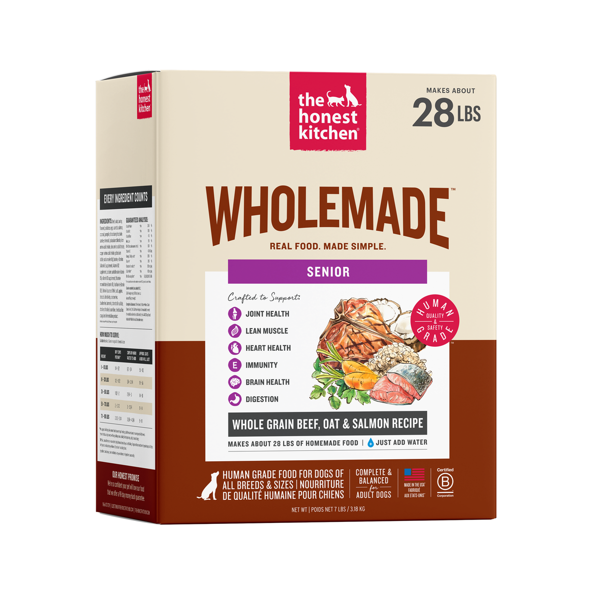 The Honest Kitchen Wholemade Whole Grain Beef, Oat & Salmon Dehydrated Dog Food for Seniors