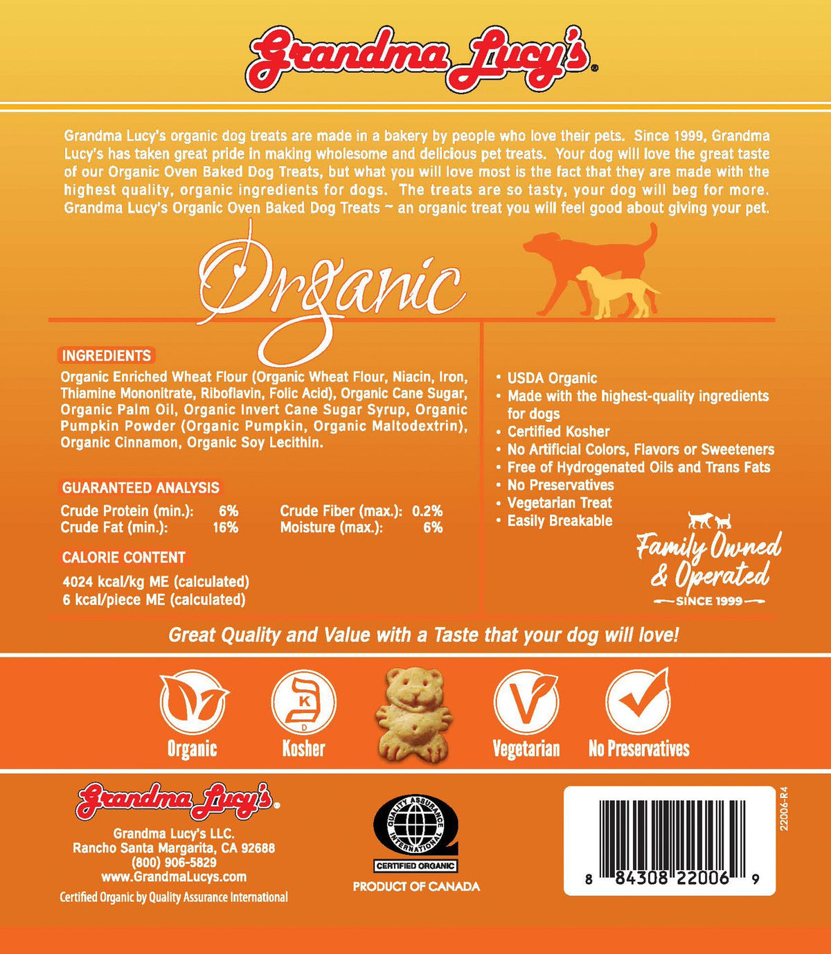 Grandma Lucy's Organic Pumpkin Oven-Baked Dog Treats
