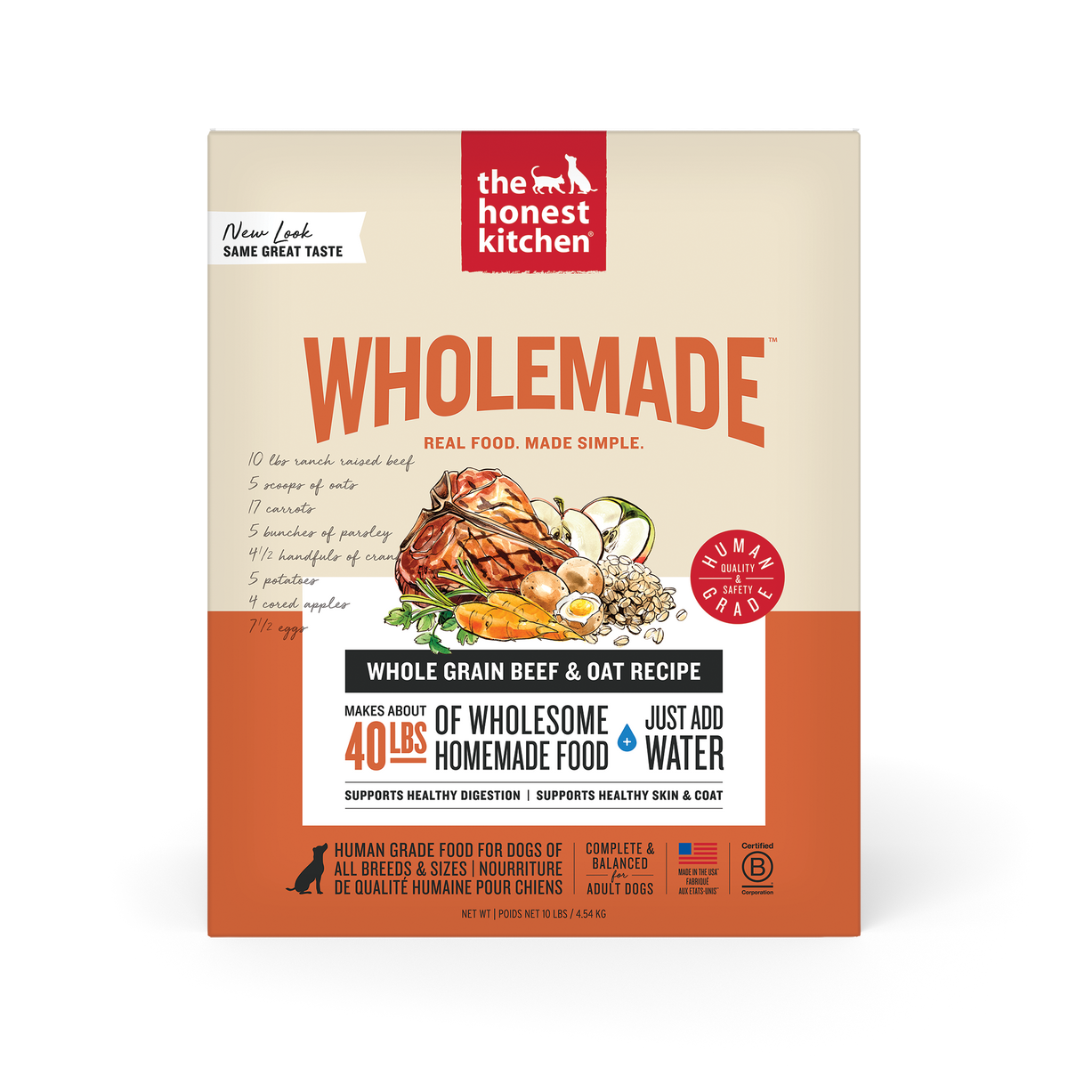 The Honest Kitchen Wholemade Whole Grain Beef & Oat Dehydrated Dog Food