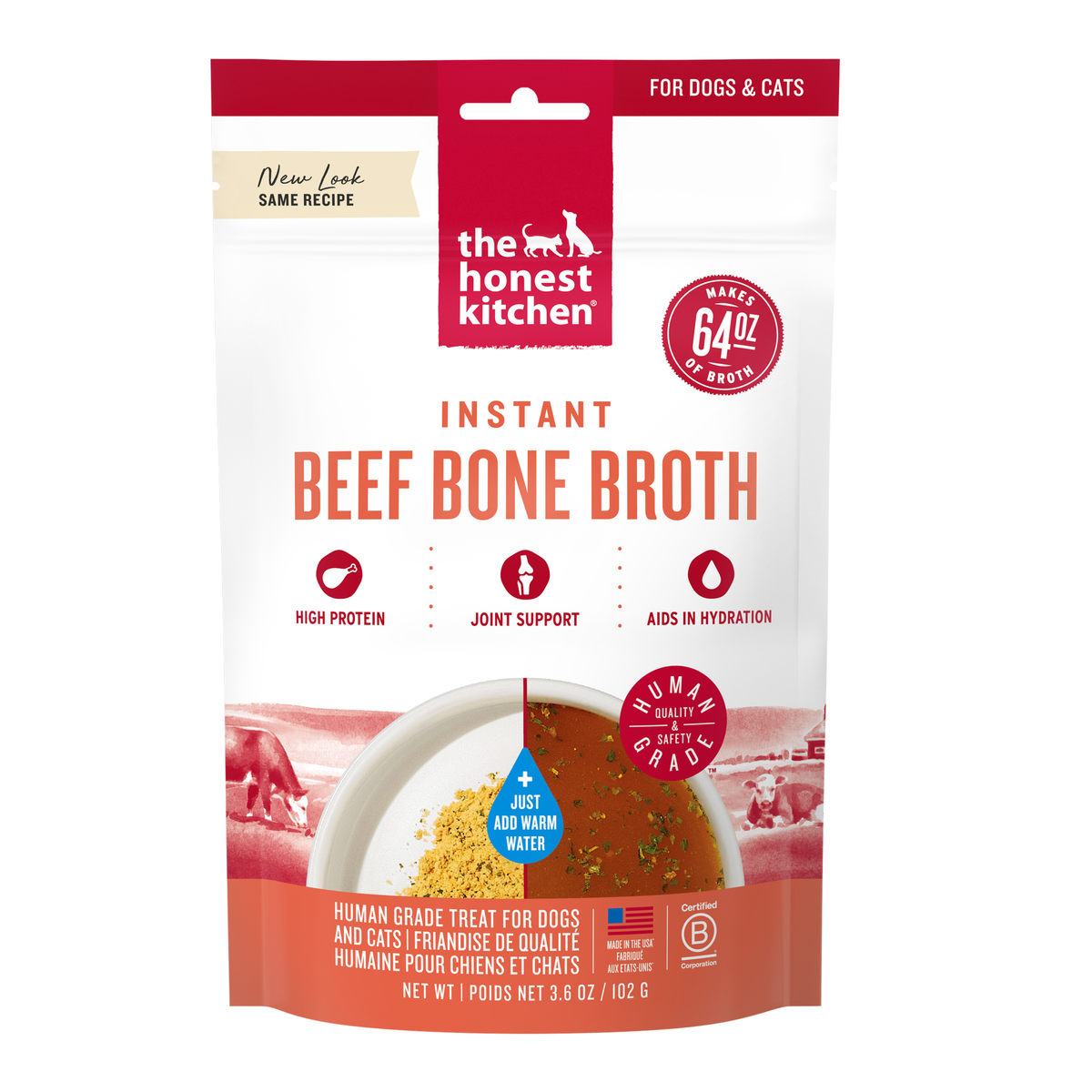 The Honest Kitchen Instant Beef Bone Broth with Turmeric for Dogs