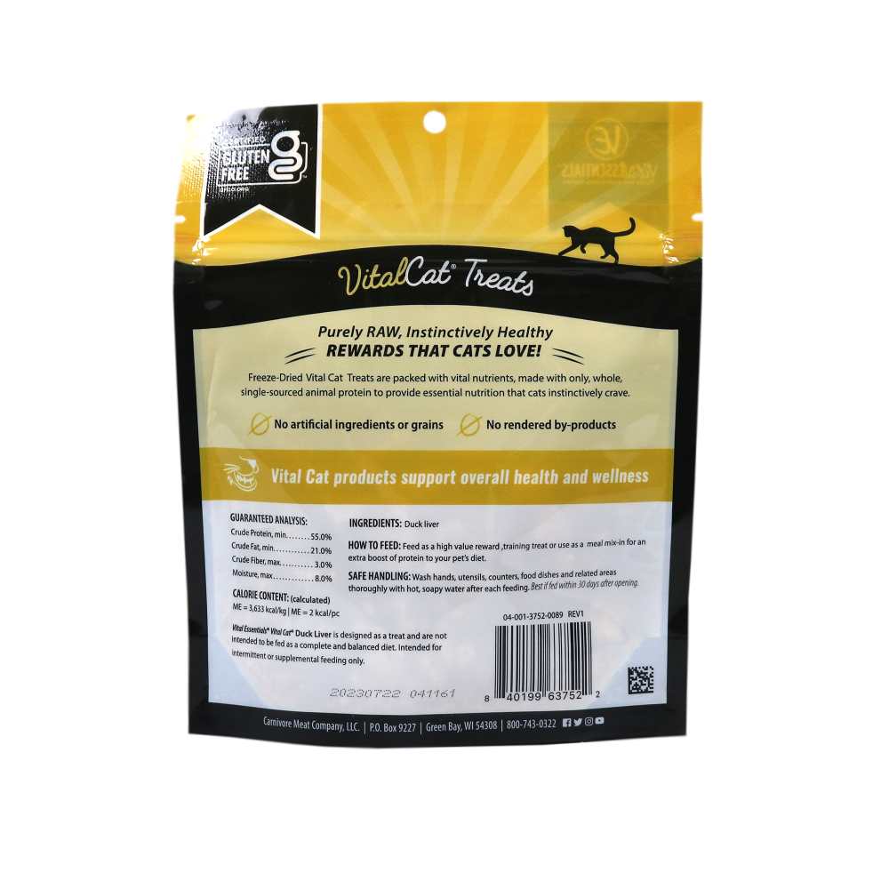 Vital Essentials Vital Cat Freeze Dried Grain Free Duck Liver Cat Treats