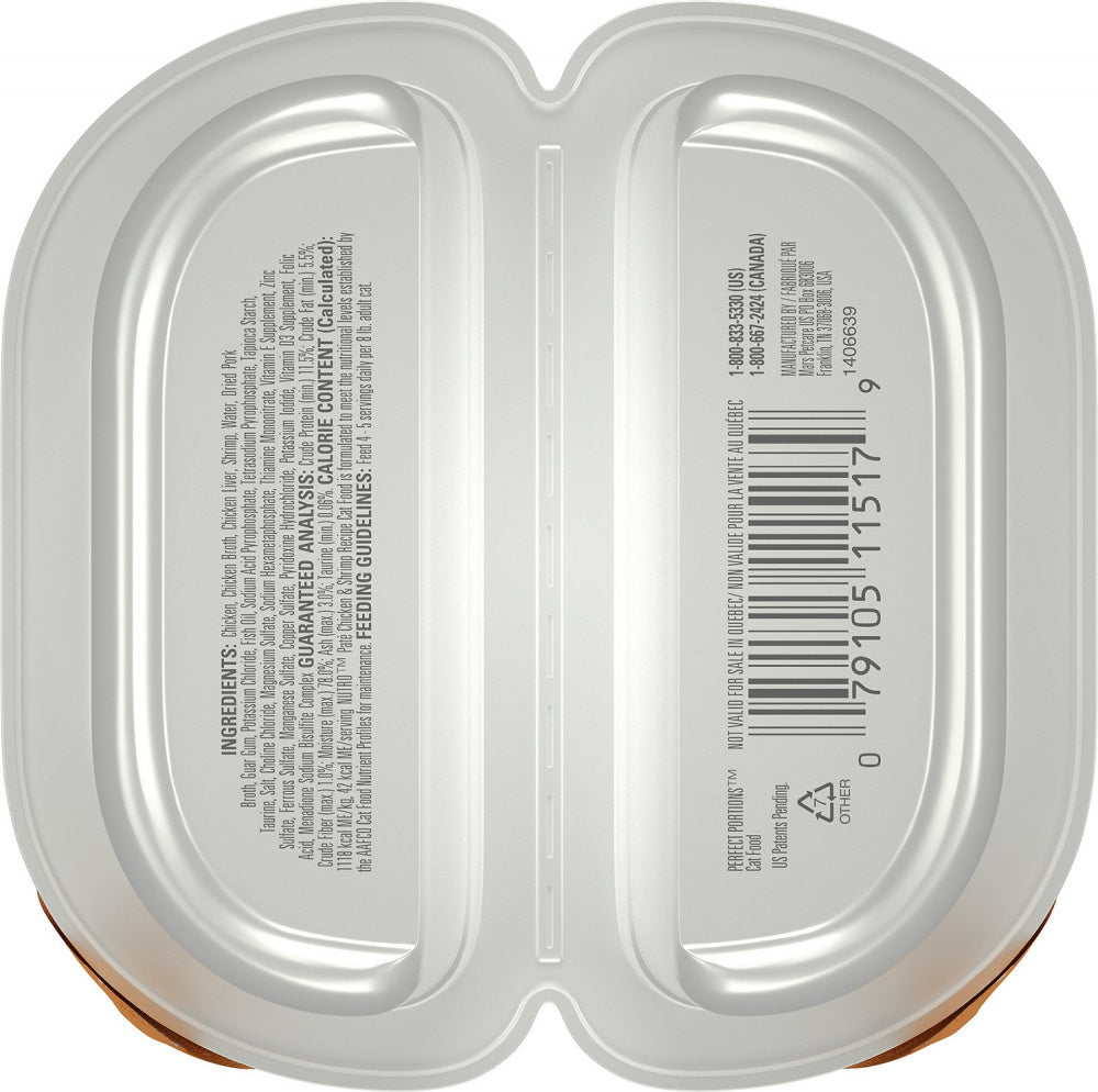 Nutro Perfect Portions Adult Grain Free Chicken and Shrimp Pate Wet Cat Food Trays