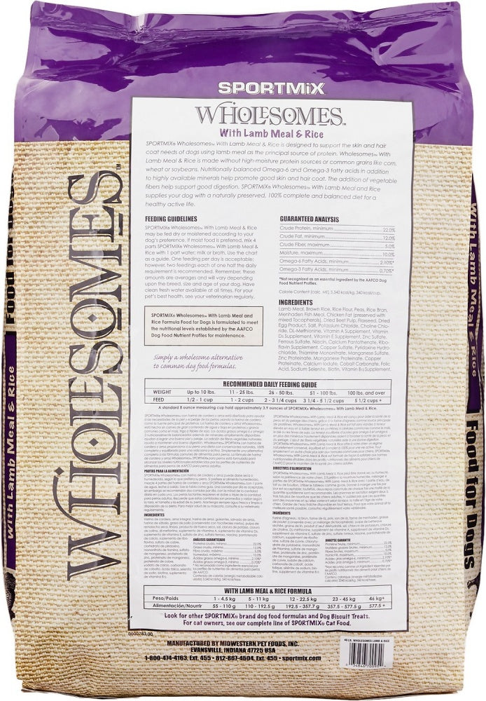 SPORTMiX Wholesomes Lamb Meal & Rice Recipe Dry Dog Food