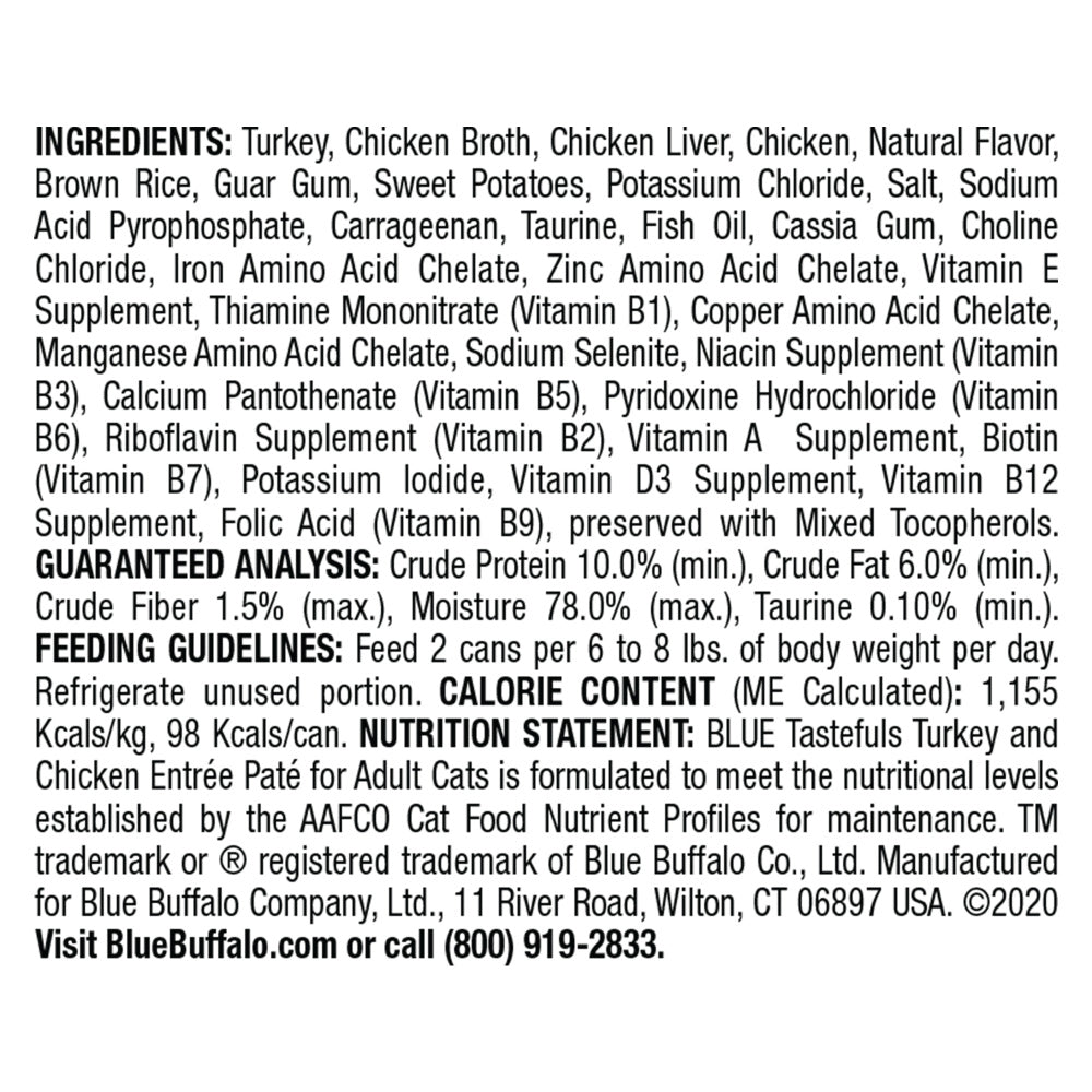 Blue Buffalo Tastefuls Natural Pate Turkey & Chicken Entree Wet Cat Food