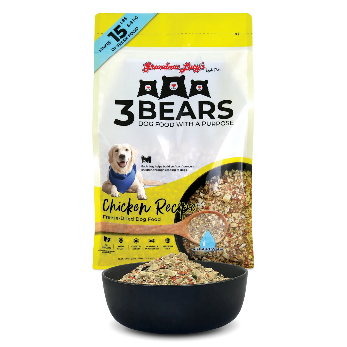 Grandma Lucy's 3 Bears Chicken Freeze-Dried Dog Food with Oats