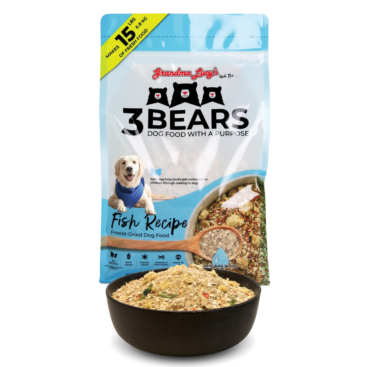 Grandma Lucy's 3 Bears Fish Freeze-Dried Dog Food with Oats