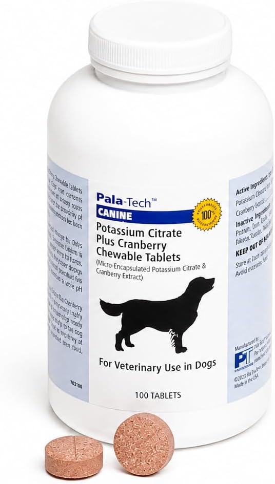 Pala-Tech Potassium Citrate Plus Cranberry Chewable Tablets for Dogs, 100 ct