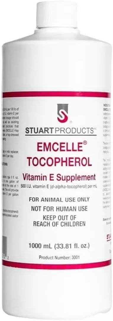 Emcelle Tocopherol Liquid Vitamin E Supplement for Horses, 1000 mL
